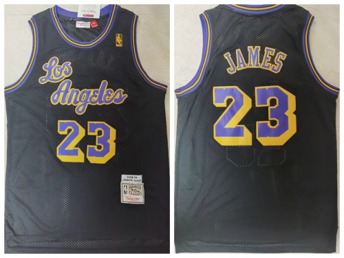 Los Angeles Lakers 23 LeBron James Basketball Jersey Black Latin classic retro