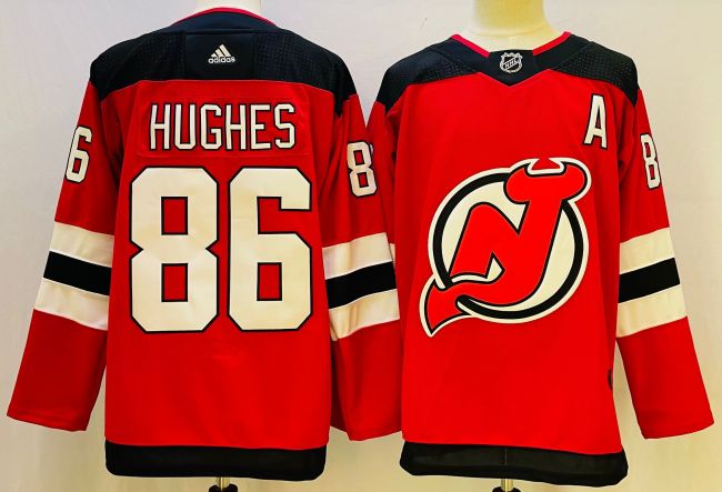 Adidas Classic New Jersey Devils 86 Jack Hughes Ice Hockey Jersey Red