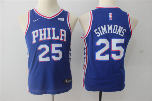 Youth Nike Philadelphia 76ers 25 Ben simmons Basketball Jersey Blue Fan Edition