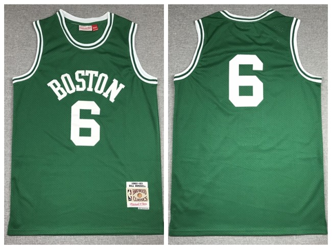 Boston Celtics 6 NO Name Basketball Jersey Green Retro