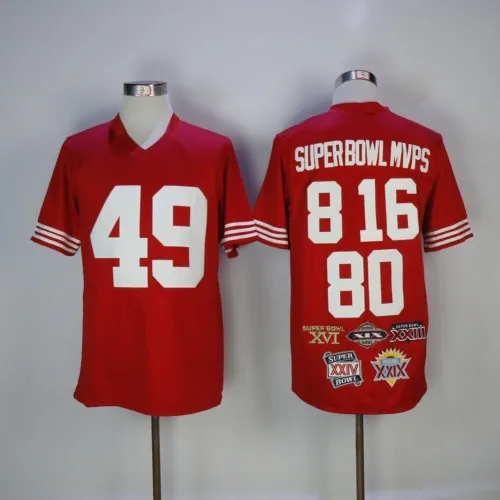 San Francisco 49ers 8 16 80 49 Super Bowl Mvps Football Jersey Red Fan