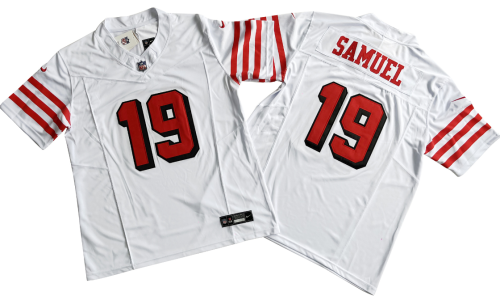 San Francisco 49ers 19 Deebo Samuel Football Jersey White Three Dynasties