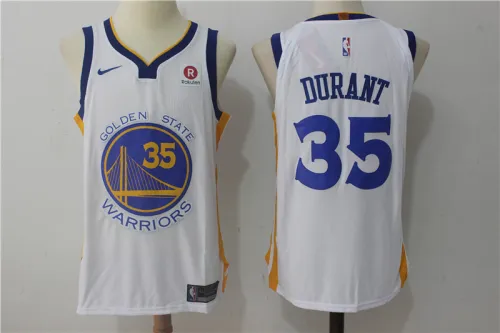 Nike Golden State Warrior 35 Kevin Durant Basketball Jersey White Player Edition