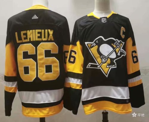 Adidas Classic Pittsburgh Penguins 66 Mario Lemieux Ice Hockey Jersey Black