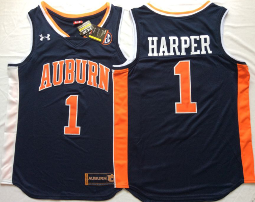 Auburn Tigers 1 Jared Harper College Basketball Jersey Navy Blue