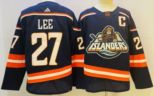 Adidas New York Islanders  27 Anders Lee Ice Hockey Jersey Navy Blue