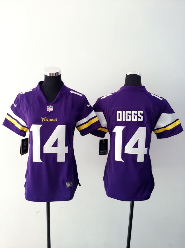 Women Minnesota Vikings 14 Stefon Diggs Football Jersey Purple