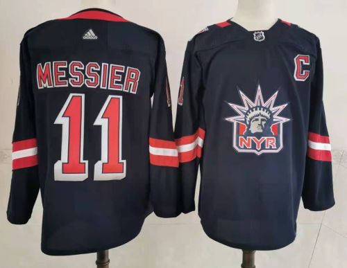 New York Rangers 11 Mark Messier Ice Hockey Jersey Navy Blue