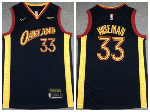 Nike Golden State Warrior 33 James Wiseman Basketball Jersey Navy Blue City Edition