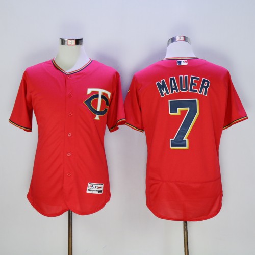 Minnesota Twins 7 Joe Mauer Flexbase Baseball Jersey Red