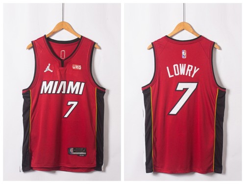 Jordan Miami Heat 7 Kyle Lowry Basketball Jersey red 75th Anniversary Edition