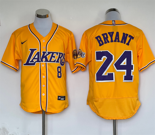 Nike Los Angeles Dodgers  8 and 24 Kobe Bryant Baseball Jersey Yellow