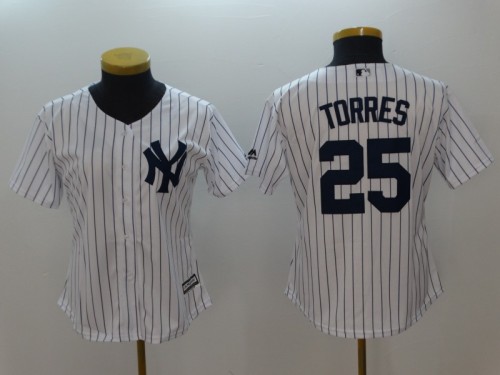 Women New York Yankees 25 Gleyber Torrese Baseball Jersey White Fan