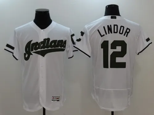 Cleveland indians 12 Francisco Lindor Flexbase Baseball Jersey White