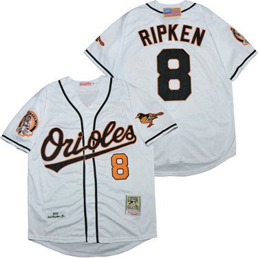 Baltimore Orioles 8 Cal Ripken Baseball Jersey White Retro