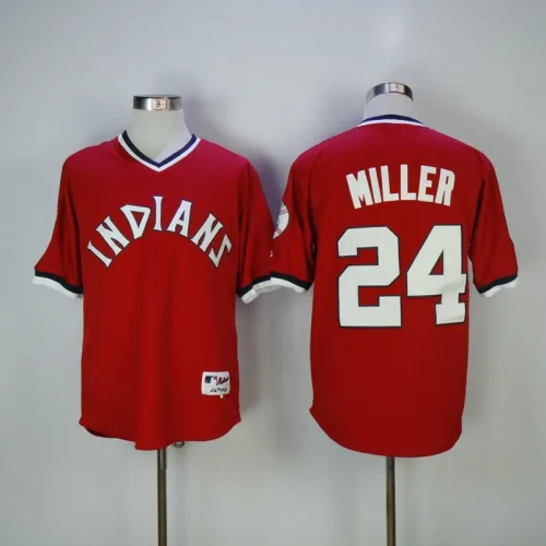 Cleveland indians 24 Andrew Miller Baseball Jersey Red Retro