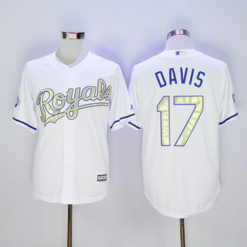 Kansas City Royals 17 Wade Davis Baseball Jersey White Champion Fans