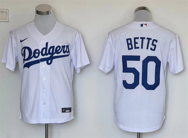 Nike Los Angeles Dodgers 50 Mookie Betts Baseball Jersey White Fan