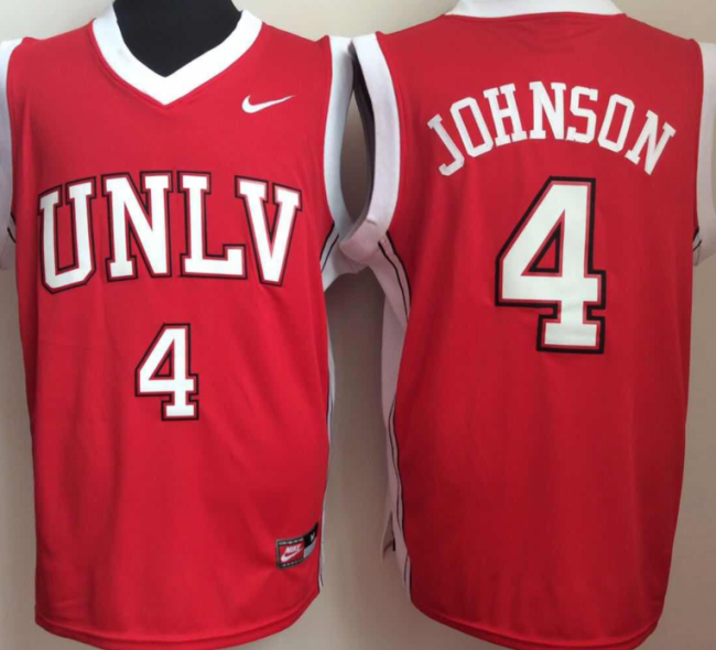 University of Nevada Las Vegas 4 Larry Johnson College Basketball Jersey Red