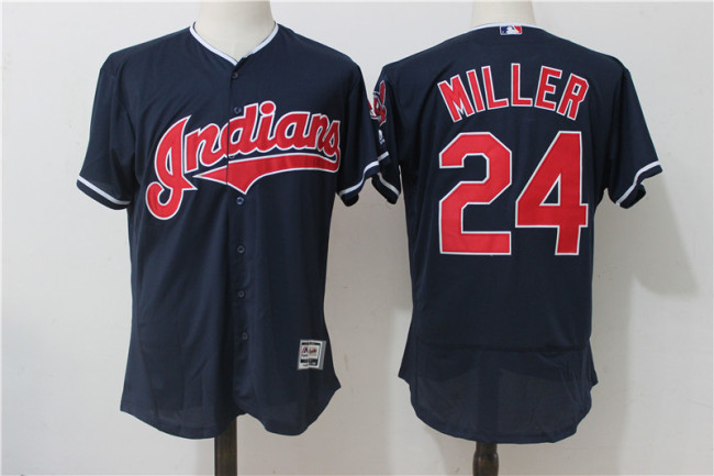 Cleveland indians 24 Andrew Miller Flexbase Baseball Jersey Navy Blue