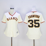 Women San Francisco Giants 35 Brandon Crawford Baseball Jersey Beige