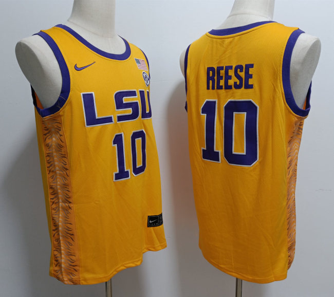 LSU Tigers 10 Angel Reese College Basketball Jersey White