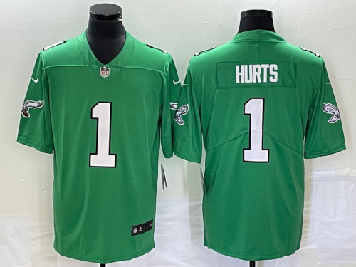 Philadelphia Eagles 1 Jalen Hurts Football Jersey Legend Green retro