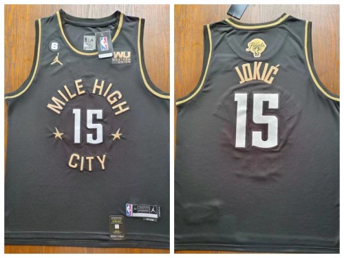 Nike Denver Nuggets 15 Nikola Jokić Basketball Jersey Black Gold Final Edition