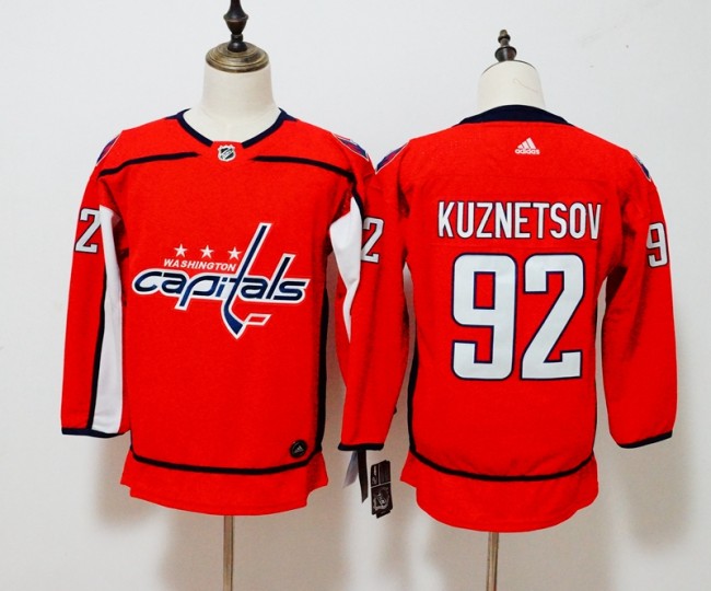 Youth Adidas Classic Washington Capitals 92 Evgeny Kuznetsov Ice Hockey Jersey Red