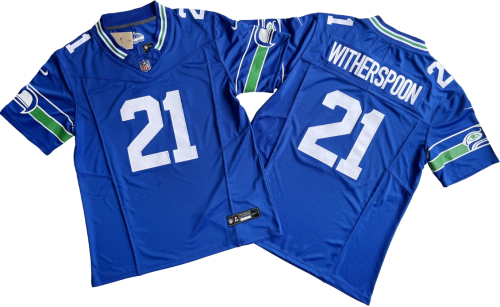 Seattle Seahawks 21 Devon Witherspoon Football Jersey Blue Three Dynasties
