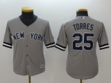 youth New York Yankees 25 Gleyber Torrese Baseball Jersey Gray