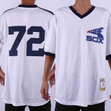 Chicago White Sox 72 Carlton Fisk Baseball Jersey White Retro mesh