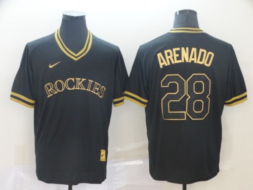 Nike Colorado Rockies 28 Nolan Arenado Baseball Jersey Black gold