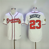 Atlanta Braves 23 David Justice Baseball Jersey White Retro