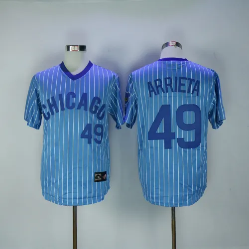 Chicago Cubs 49 Jake Arrieta Baseball Jersey Blue Retro