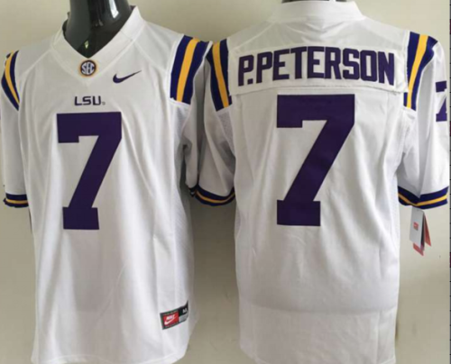LSU Tigers 7 Patrick Peterson College Football Jersey White