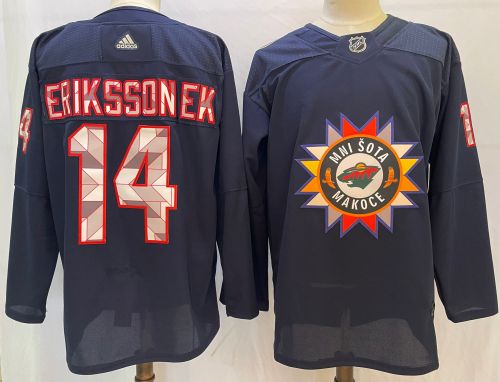 Adidas Minnesota Wild 14 Joel Eriksson Ek Ice Hockey Jersey Black