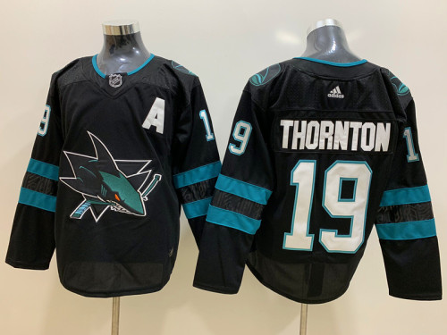 Adidas Classic San Jose Sharks 19 Joe Thornton Ice Hockey Jersey Black