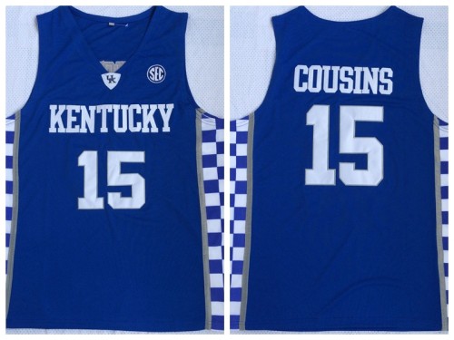Kentucky Wildcats 15 DeMarcus Cousins College Basketball Jersey Blue