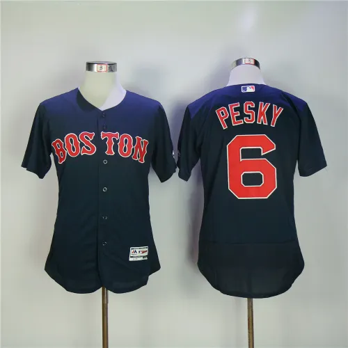Boston Red Sox 6 Johnny Pesky Flexbase Baseball Jersey Navy Blue