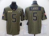 San Francisco 49ers 5 Trey Lance Football Jersey New salute