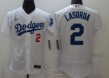 Nike Los Angeles Dodgers 2 Tommy Lasorda Flexbase Baseball Jersey White