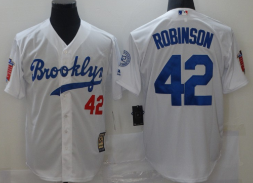 Los Angeles Dodgers 42 Jackie Robinson Baseball Jersey White Retro