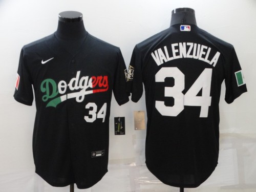 Nike Los Angeles Dodgers 34 Fernando Valenzuela Baseball Jersey Black
