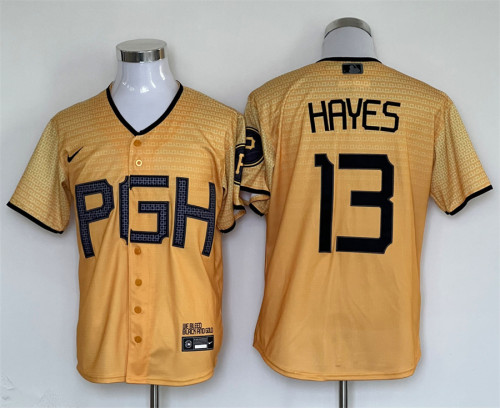 Nike Pittsburgh Pirates 13 Ke'Bryan Hayes Baseball Jersey Yellow