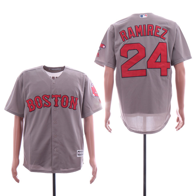 Boston Red Sox 24 Hanley Ramirez Baseball Jersey Gray Fans