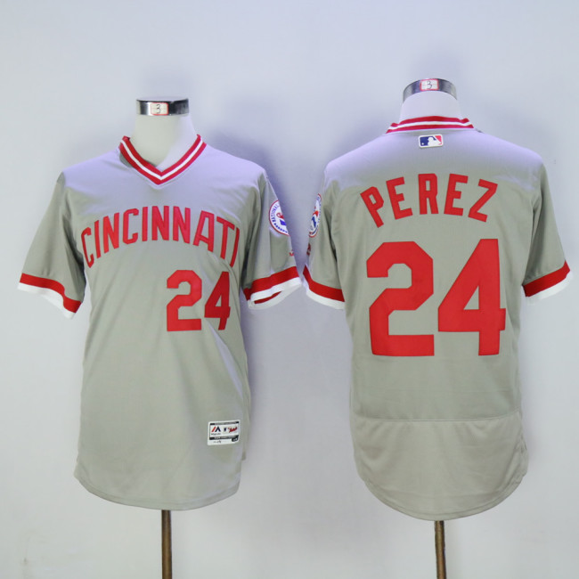 Cincinnati Reds 24 Tony Perez Flexbase Baseball Jersey Gray