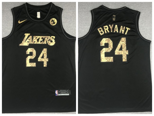 Nike Los Angeles Lakers 24 Kobe Bryant Basketball Jersey Black Commemorative Edition