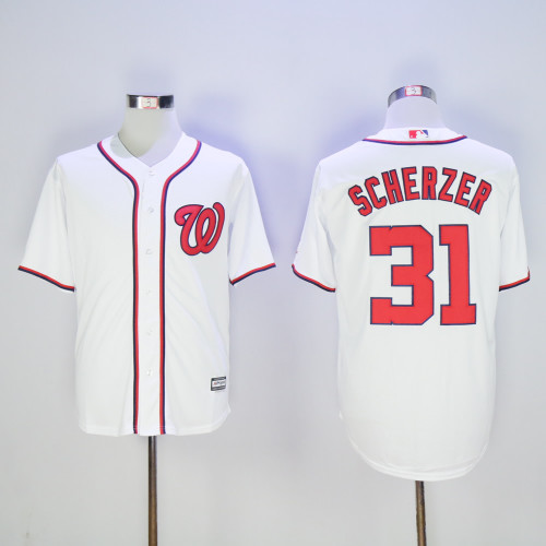 Washington Nationals 31 Max Scherzer Baseball Jersey White Fan version