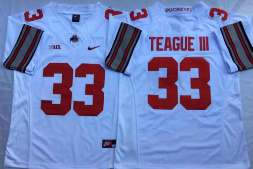 Ohio State 33 Master Teague III College Football Jersey White